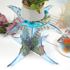 diy水晶滴膠模具桌面收納架陽台花盆架城堡月食旋轉置物架硅膠模