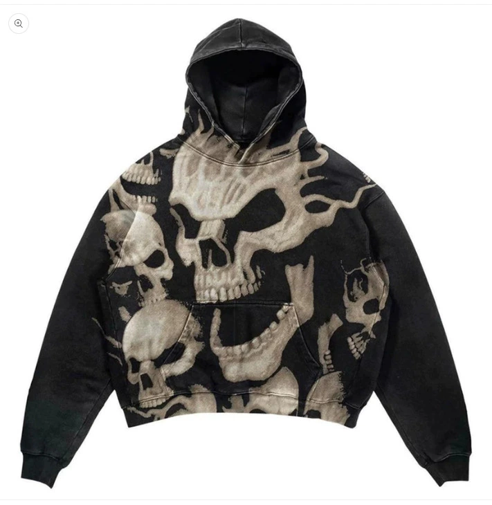 Новый худи skeleton в стиле Faith Over Fear - готический Harajuku Y2K взрыв принт толстовка для мужчин