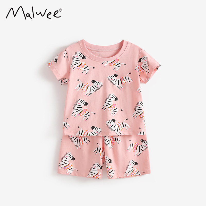 Malwee transfronterizo niñas nuevo pijama de verano europeo y americano conjunto de niños de manga corta pantalones de cintura elástica