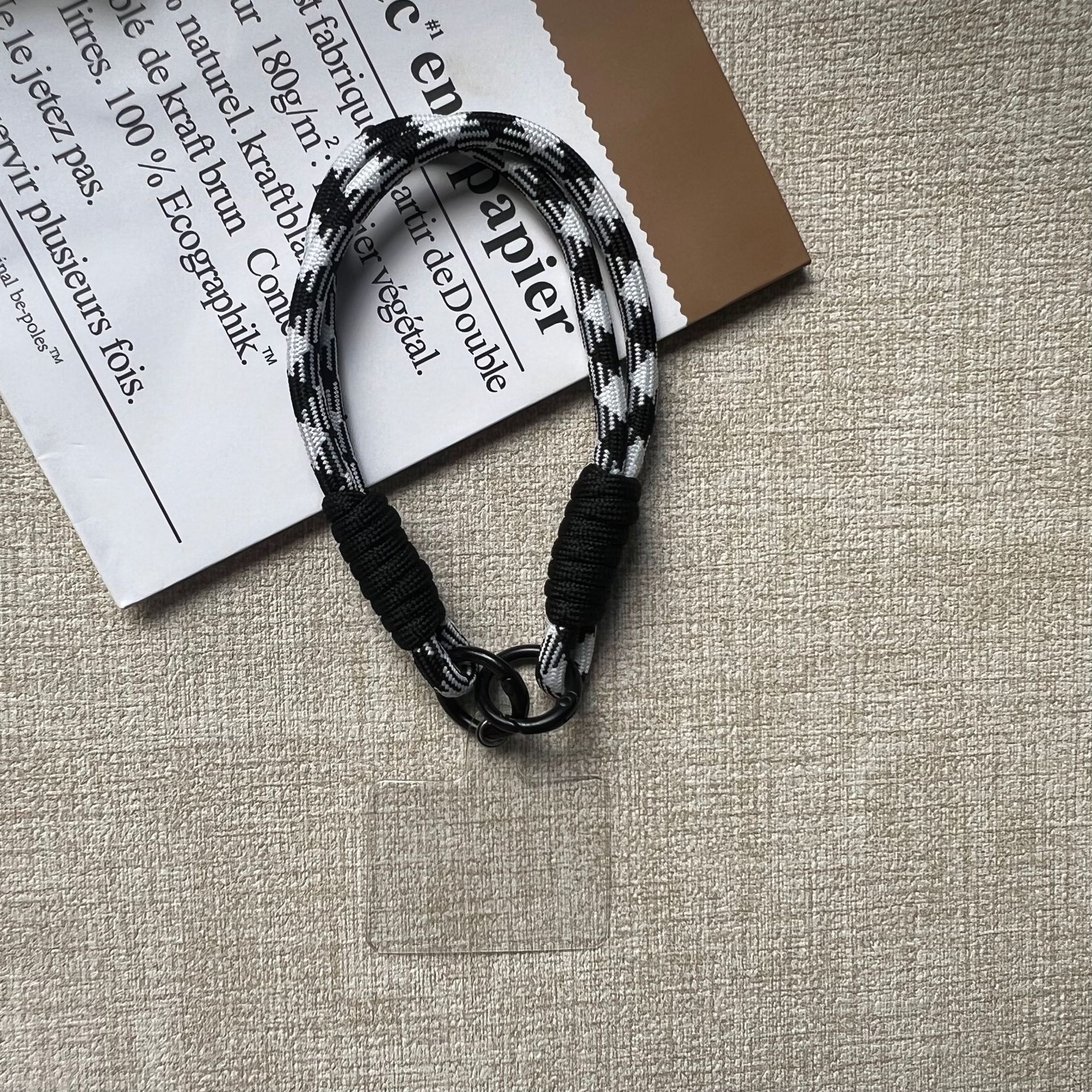 더블링 [팔찌 - 흑백 물떼새 격자] + 투명 사각 스페이서