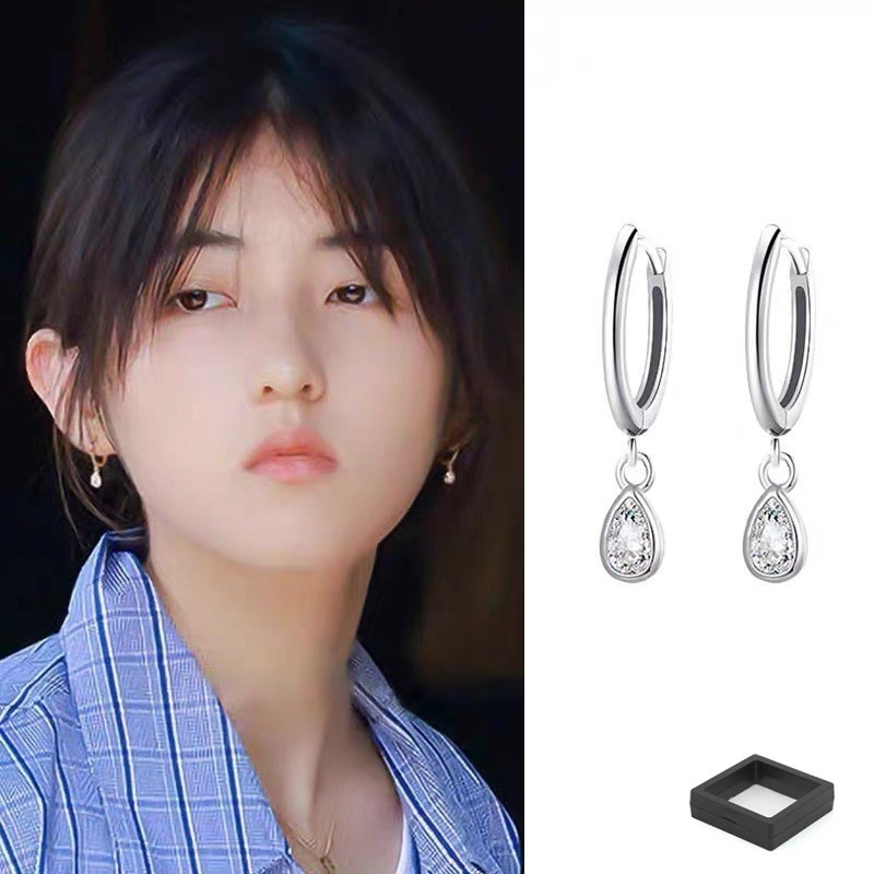 실버 다이아몬드 드롭 귀걸이 + PE 필름 박스