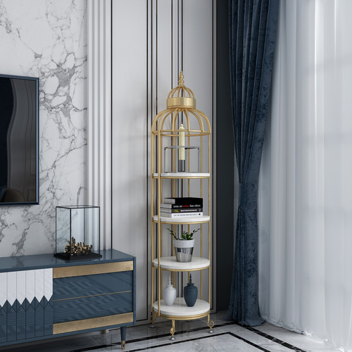 Nordic light luxury iron birdcage plant stand indoor multi-tiered plant rack living room floor standing display shelf corner decoration stand