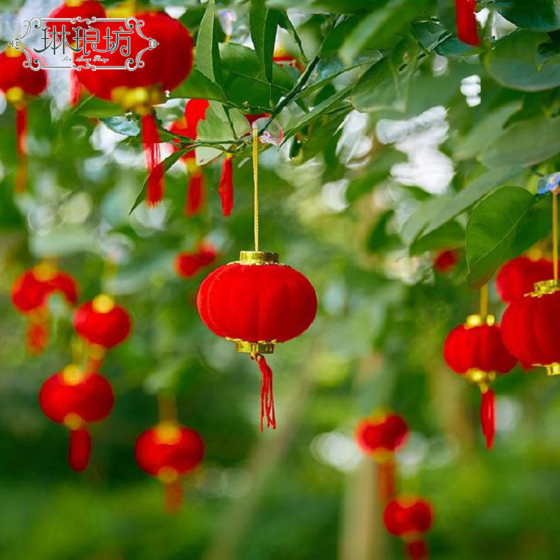 Festival festivo suministros festival de primavera linterna festival decoración chino rojo mini linterna flor regalo embalaje verde planta accesorios