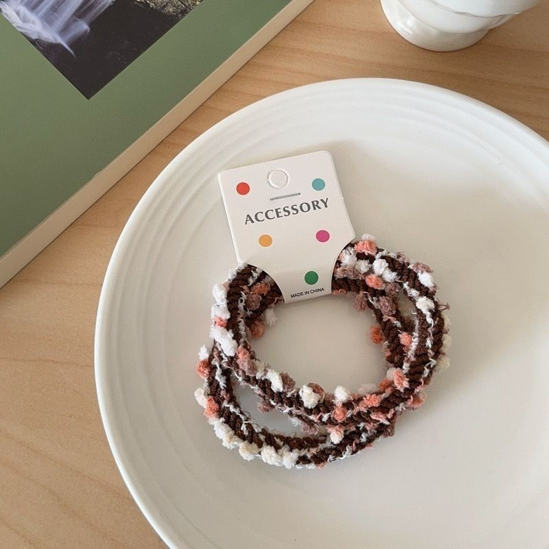 温柔编织点彩豆豆韩系撞色高弹力耐用马尾皮筋新款小众冰淇淋发绳