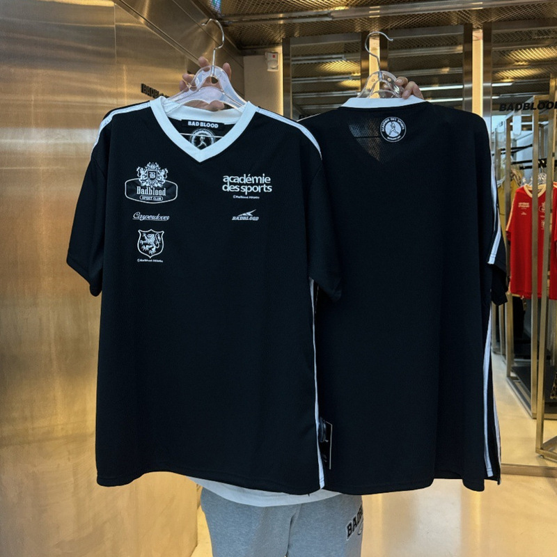 South Korea Niche Trendy Brand badblood American Retro Short-sleeved Jersey Embroidered Loose Sports T-shirt Top Women's Summer South Korea Niche Trendy Brand badblood American Retro Short-sleeved Jersey Embroidered Loose Sports T-shirt Top Women's Summer
