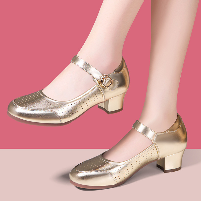Dance Shoes 2025 New Xinjiang Dance Shoes Uyghur Stage Performance Shiny Dance High Heels Middle-Aged Dance Shoes