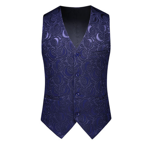 Spring and Autumn Men's Stylish Slim Fit Cardigan Suit Base Shirt Black Embroidered Trendy Brand Backless Casual Suit Vest Men