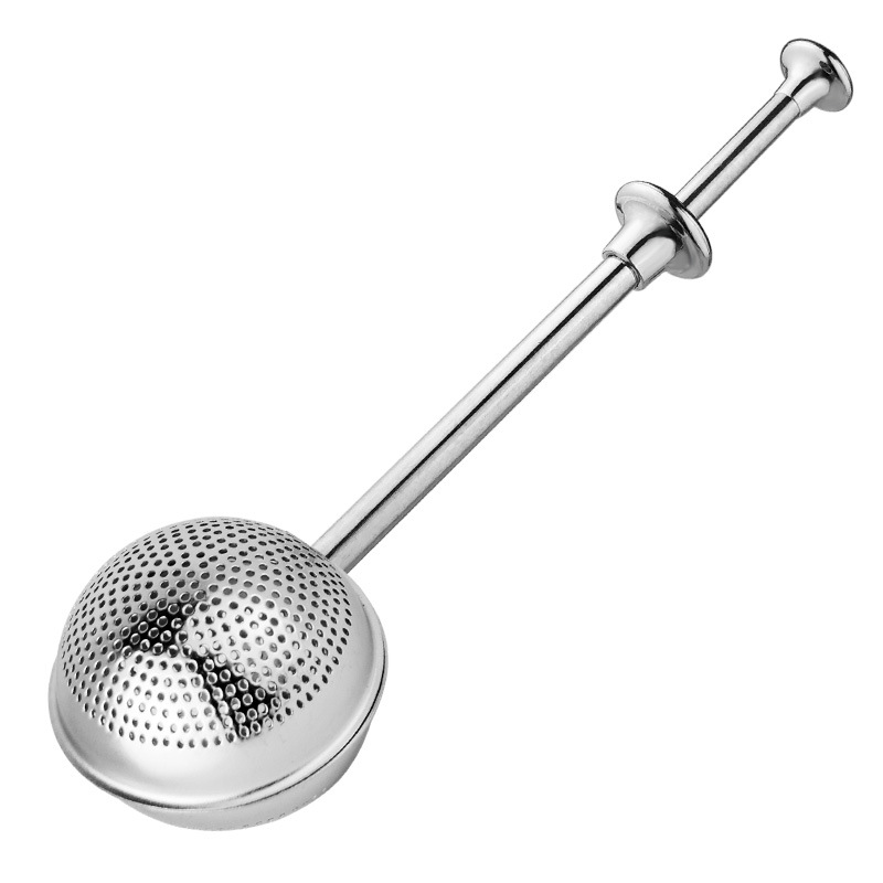 304 acero inoxidable telescópico máquina de té bola de presión de té tamiz de polvo de fugas de azúcar multifuncional tipo tubo filtro de té