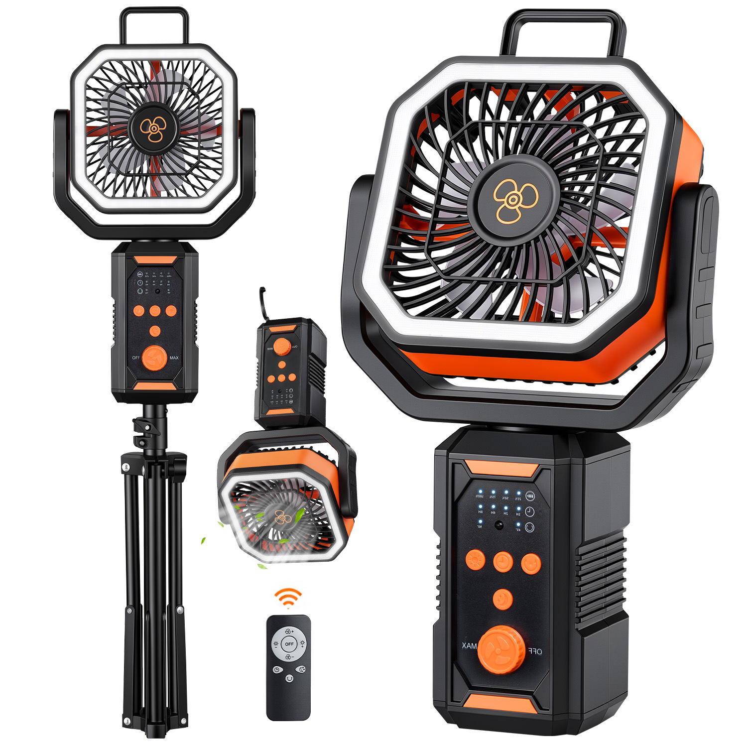 Ventilador de Camping con Vaporizador USB Recargable y Oscilante para Exteriores