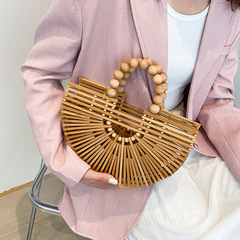 Hottest Summer Weave Bag 2024 Forest Girl Fashion Lattice Large Capacity Pearl Chanel Style Tote Bag Trend