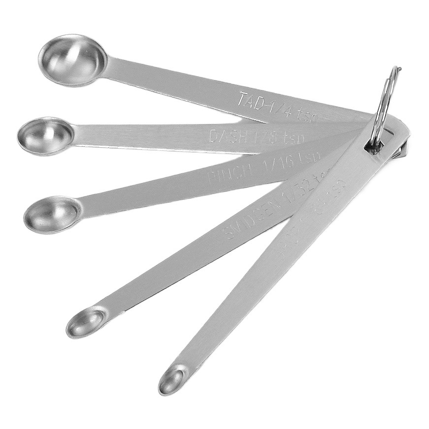 Stainless steel mini measuring spoon 5 pieces suit kitchen seasoning measuring spoon measuring combination baking tools powder small size spoon