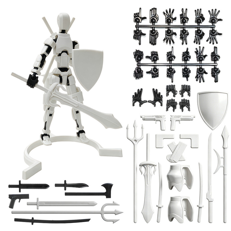Cross-Border Lucky Jointed Magnetic Action Figure with Multiple Hand Types, Weapon Accessories, Multi-Joint Assembly DIY Model Toy