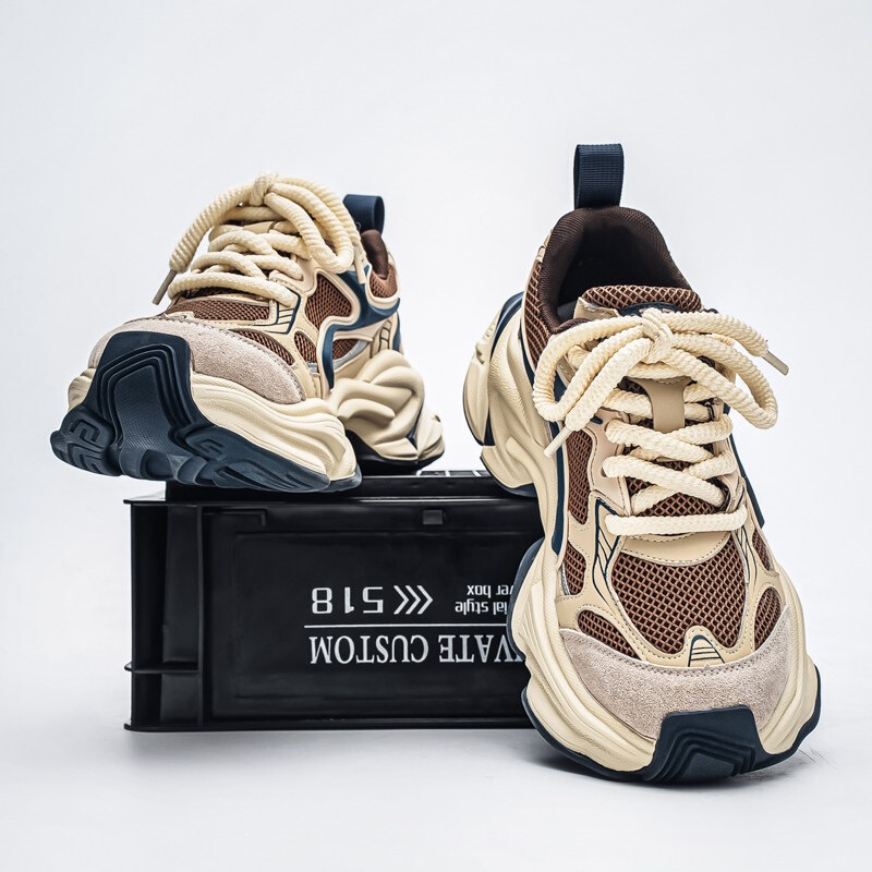 Men's spring mesh breathable versatile sports dad shoes, thick-soled height-increasing large size casual shoes, 2026 new trendy brand