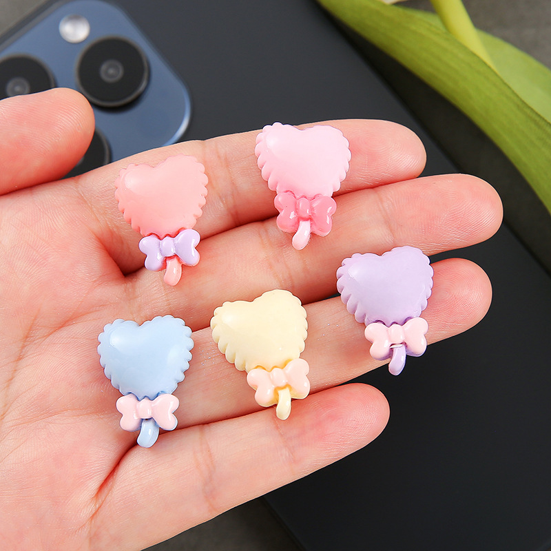 新しい弓ラブバルーン樹脂アクセサリー diy 携帯電話ケースヘアロープ収納ボックス水カップ冷蔵庫マグネット素材