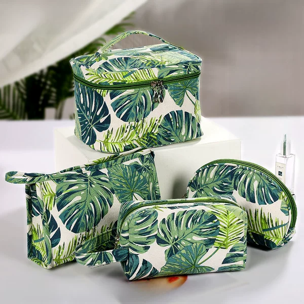 Cosmetic Bag Large Capacity Cross-Border Ins Canvas Travel Cosmetics Bag Turtle Leaf Print Travel Portable Toiletry Bag for Women