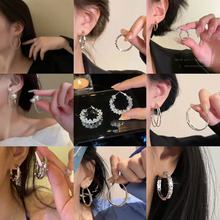 银针欧美夸张圆脸显瘦大圆圈耳环女高级感轻奢气质不规则耳圈耳饰