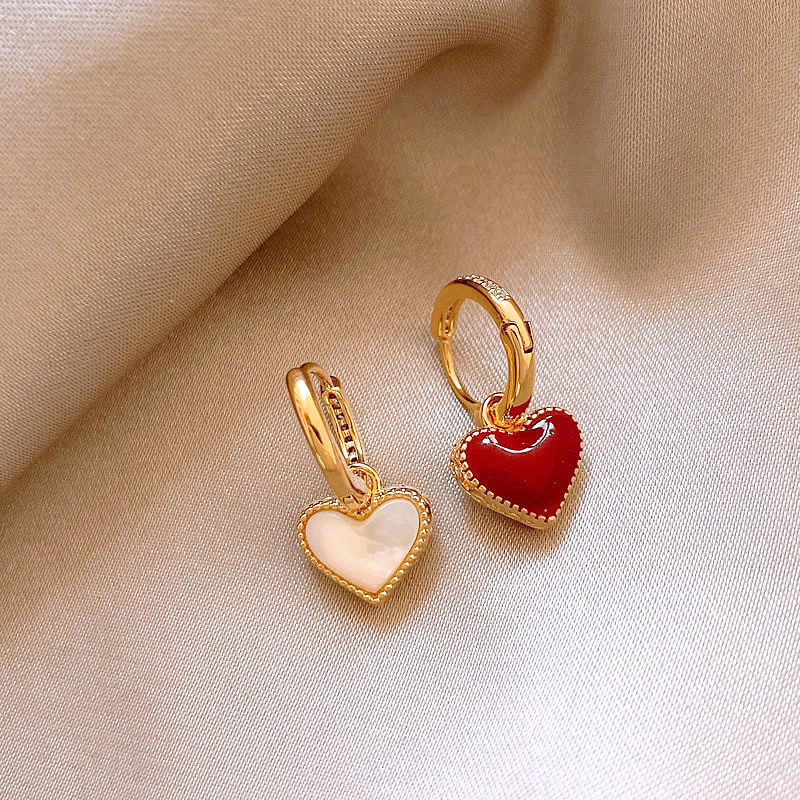 Double-sided Red Love Ear Buckle Female Niche Design High Sense Fashion Elegant All-match 2025 New Hot Earrings
