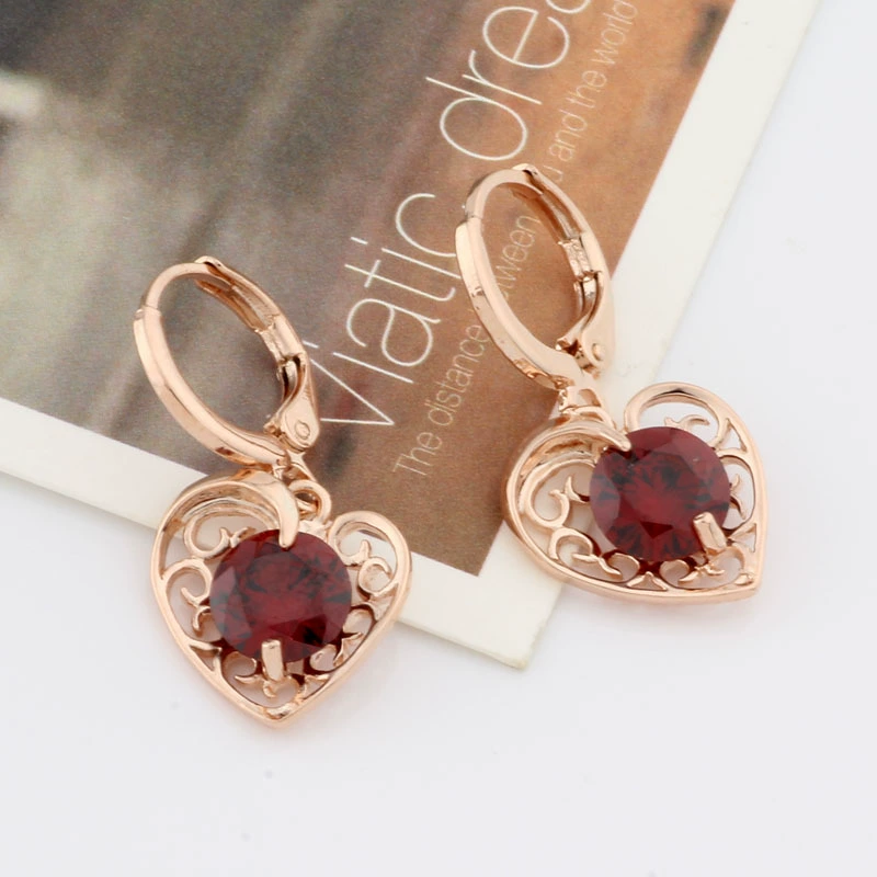 Цирконы, золотые серьги, Aliexpress, розовое золото, оптом
