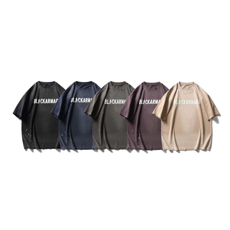 Hjd Heavyweight 26g American Retro Letter Print Vintage Washed Loose Casual Short-Sleeve T-Shirt for Men and Women Mg77680 Hjd Heavyweight 26g American Retro Letter Print Vintage Washed Loose Casual Short-Sleeve T-Shirt for Men and Women Mg77680