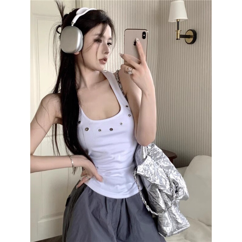 American Style Spice I-shaped Camisole Women's Summer Outfit Niche Design Sense Slim-fit Slimming Sleeveless Short Top