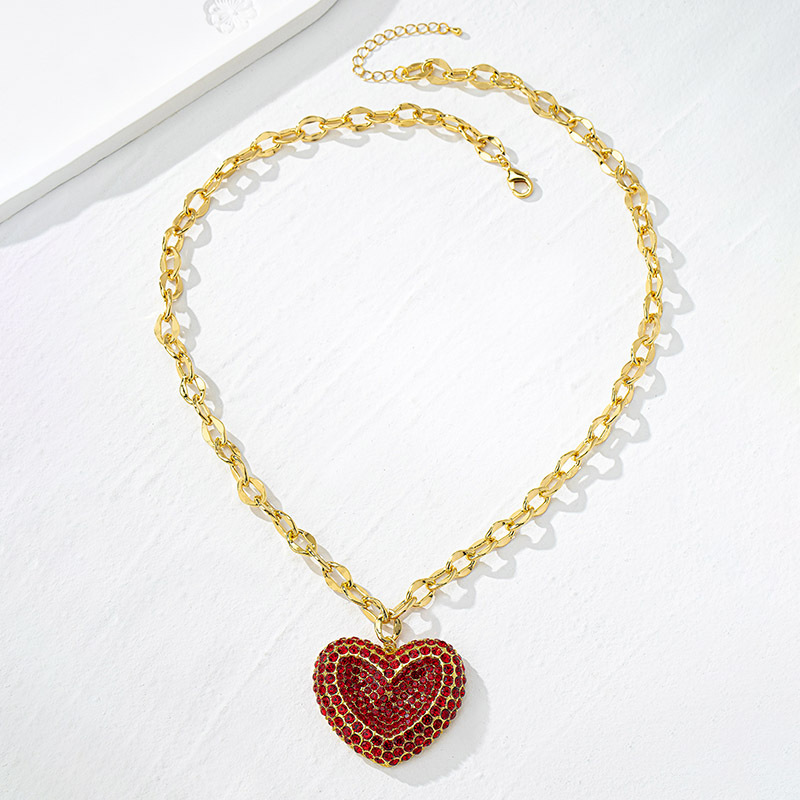 Copper Material Heart Shape Pattern Women's Gender Wholesale Jewelry IG Style Simple Style Heart Shape Copper Zircon 18K Gold Plated Inlay Pendant Necklace