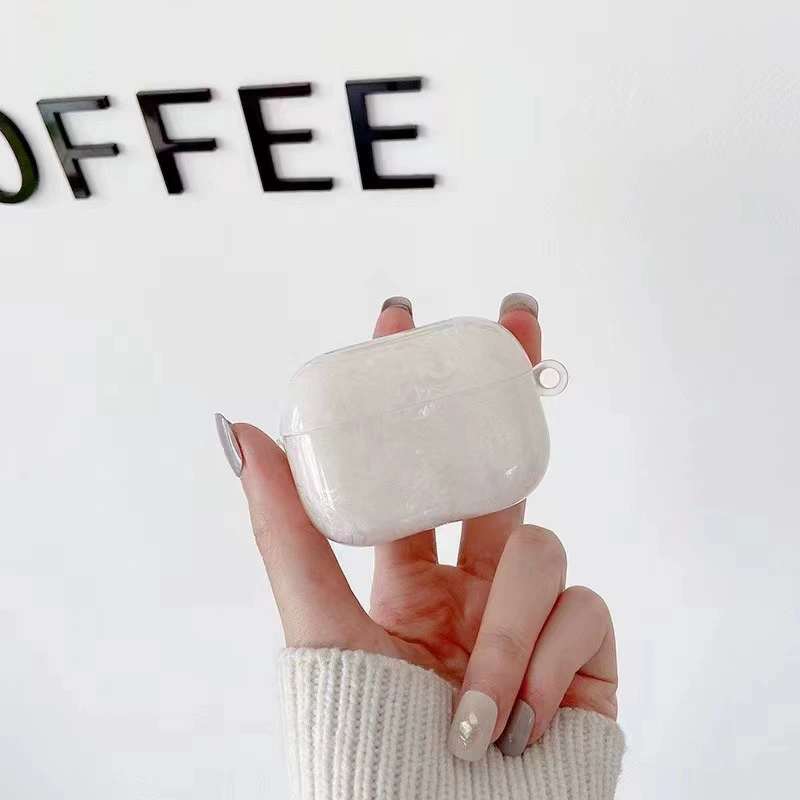 Protective Case (Apple) AirPods 1/2/3/Pro2 — Marble TPU Cover, Keyring Loop, Wireless Charging Friendly