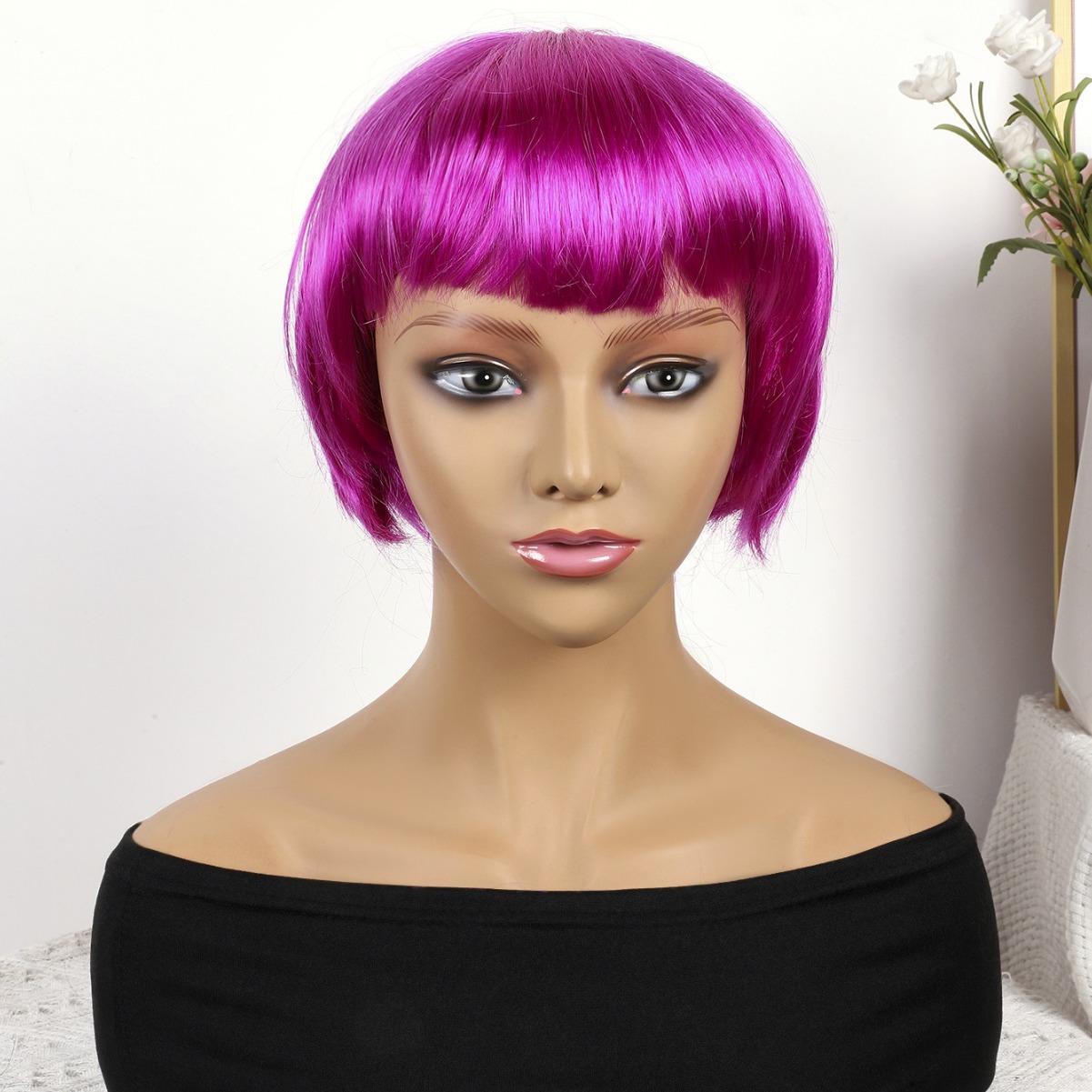 Fibra química al por mayor bob cabello pelucón mecánico pelucón cubierta de pelo