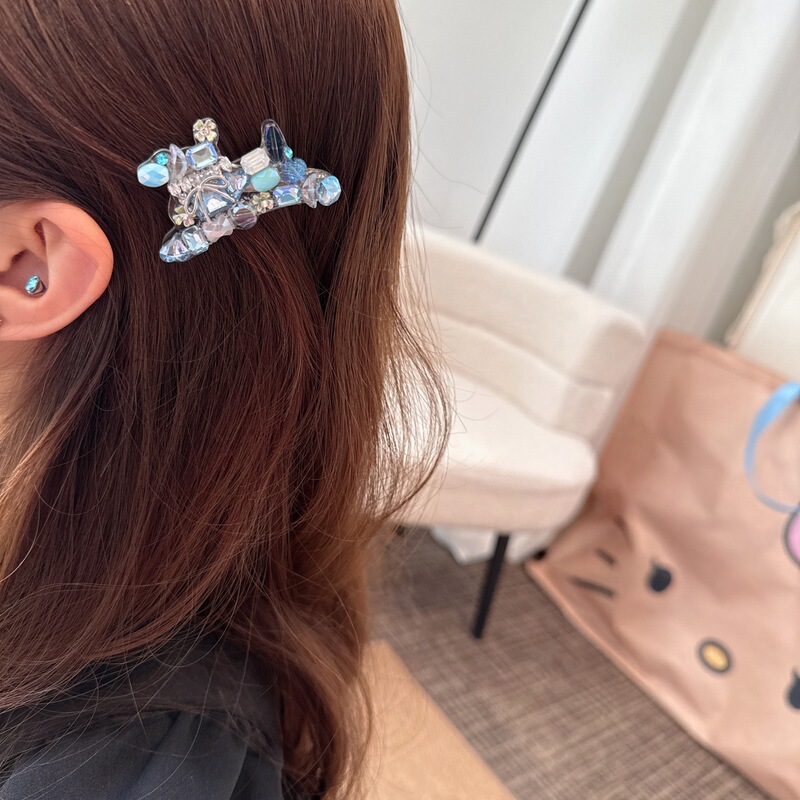韓国の絶妙なラインストーン犬のヘアピンサイドクリップ前髪クリップライト高級輝くダイヤモンドかわいい女の子のヘアピンカモノハシクリップ|undefined