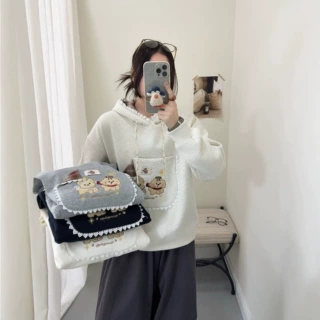 923加绒连帽卫衣女2026冬季韩系减龄ins风时尚休闲百搭加绒卫衣女