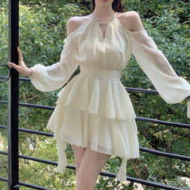 【1994人收藏】法式挂脖露肩雪纺连衣裙仙女春夏气质高级感海边度