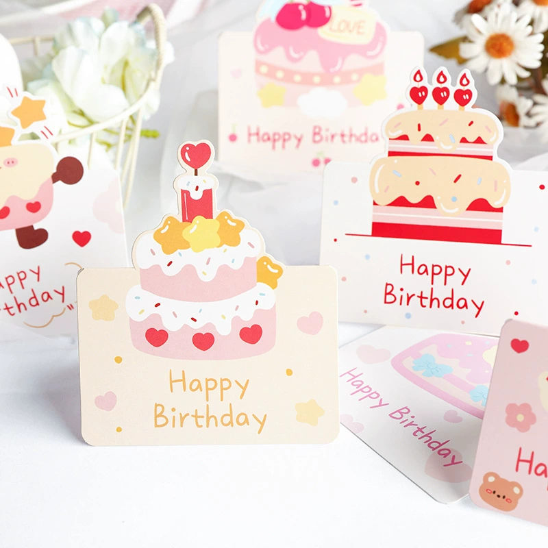Amazon поздравительная открытка с именем дня рождения 3D Торт поздравления simple message card пустая открытка цветовому магазину