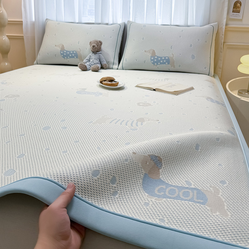 A clase madre e infante grado frijoles de verano estera de seda de hielo estera de verano hogar estera suave se puede lavar con máquina dormitorio set de tres piezas 4