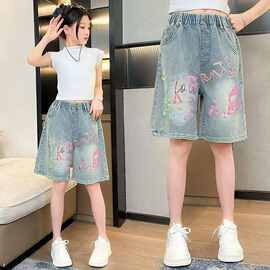 女童牛仔短裤新款中大童女孩薄款时尚五分裤夏款外穿儿童中裤宽松