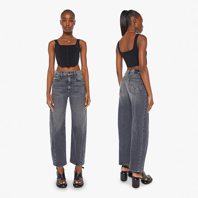 24 autumn new Moth high waist micro elastic slim hip narrow leg straight pants tapered twist seam jeans women