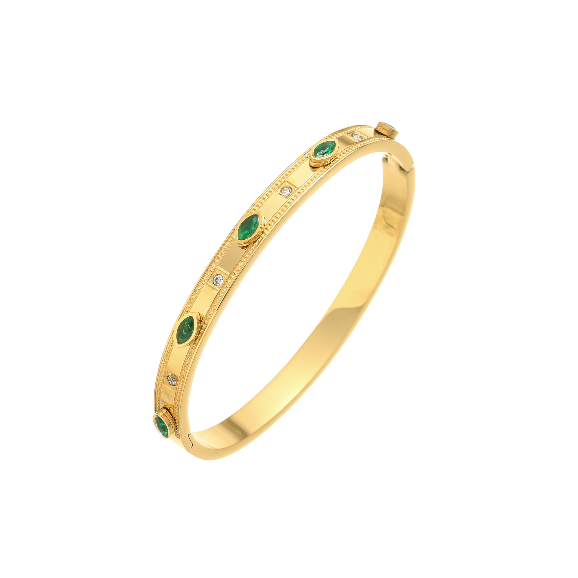 Daily Occasion IG Style Shiny Geometric Titanium Steel Gem Zircon Bangle In Bulk