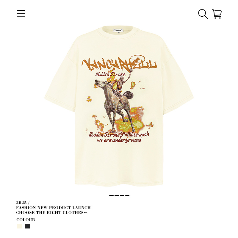 アメリカのレトロなファッションブランドの水洗いは古いプリントの半袖tシャツを作ります。