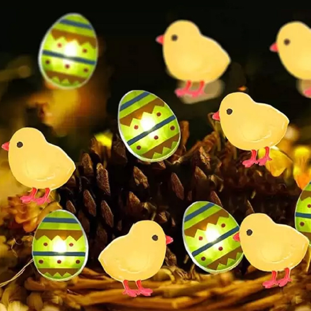 Zanahoria Conejo Cadena de luz Pascua LED de alambre de cobre Cadena de luz colorida forma de huevo luces de cadena vacaciones decorativas luces de colores transfronterizas