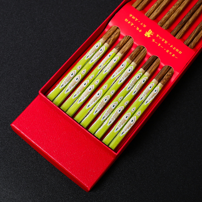 Palillos de madera de ala de pollo, película floral impresa de madera maciza para el hogar, cola de pavo real, sin pintura, sin cera, spot al por mayor, LOGO personalizable