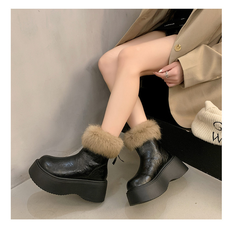 Botas finas elásticas con forro polar grueso y tacones altos, nuevas botas Martin de invierno 2024, zapatos de algodón cálidos para la nieve_voghion.com