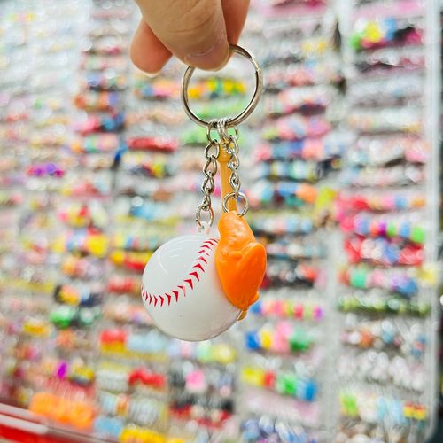 Cross-border latest version of tennis racket keychain pendant simulation mini baseball golf bowling keychain