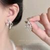 4 # Transparent love rhinestone lace bow stud earrings