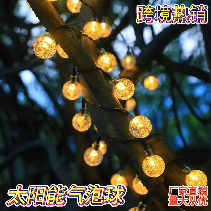 Cross-Border Solar Bubble Ball Led Atmosphere Light Outdoor Light Star Garden Light String Balcony Garden with Hanging Tree