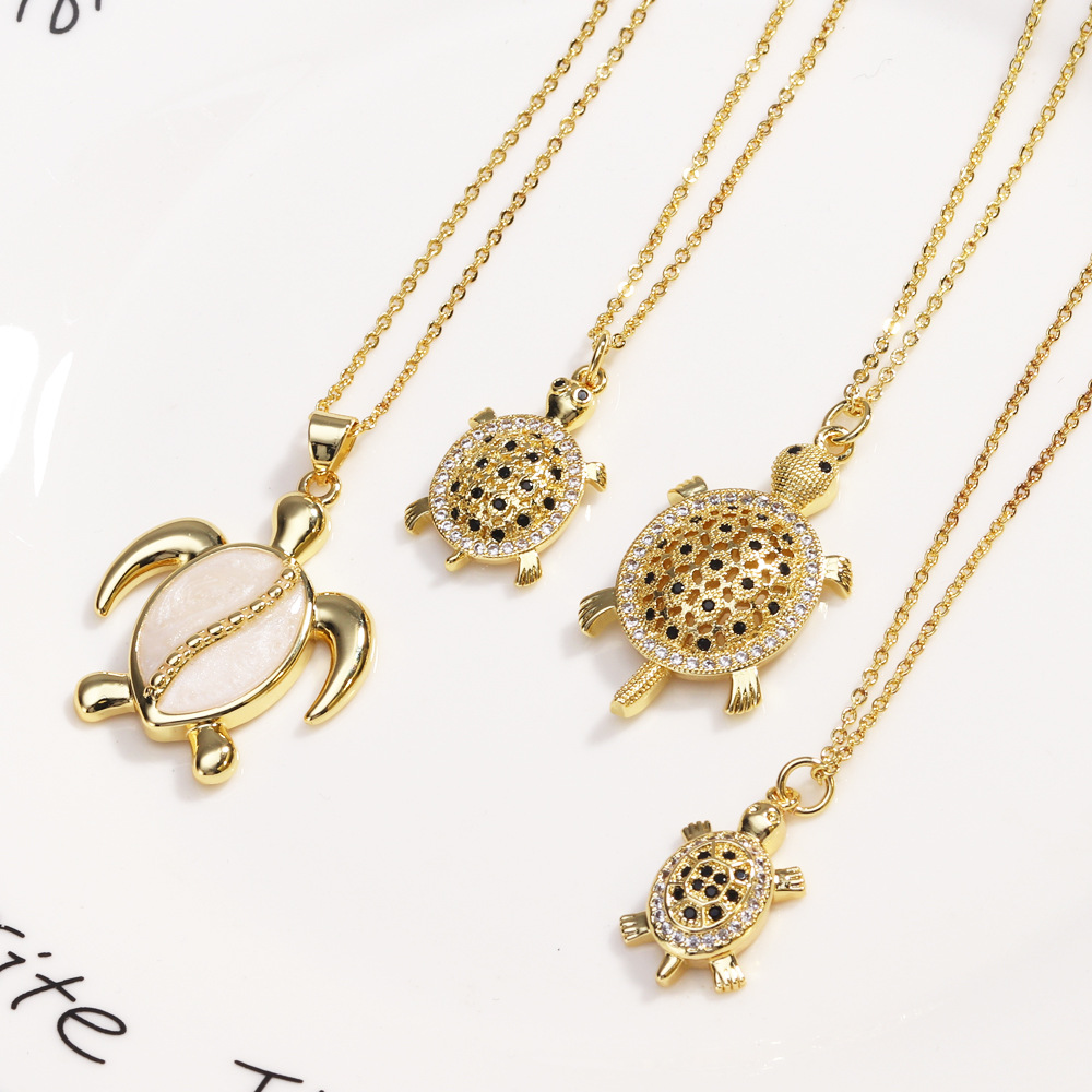 9g Weight Lobster Trigger Clasp Closure Clasp Closure Type Copper Pendant Material Pendant Necklace Classification Copper Chain Material cable chain Chain Type 1 Piece Quantity Casual, Daily Occasion Copper Material Tortoise Pattern All Seasons Season Women's Gender Plating Design Vintage Style Style Wholesale Jewelry Vintage Style Tortoise Copper Plating Cable Chain Pendant Necklace 2