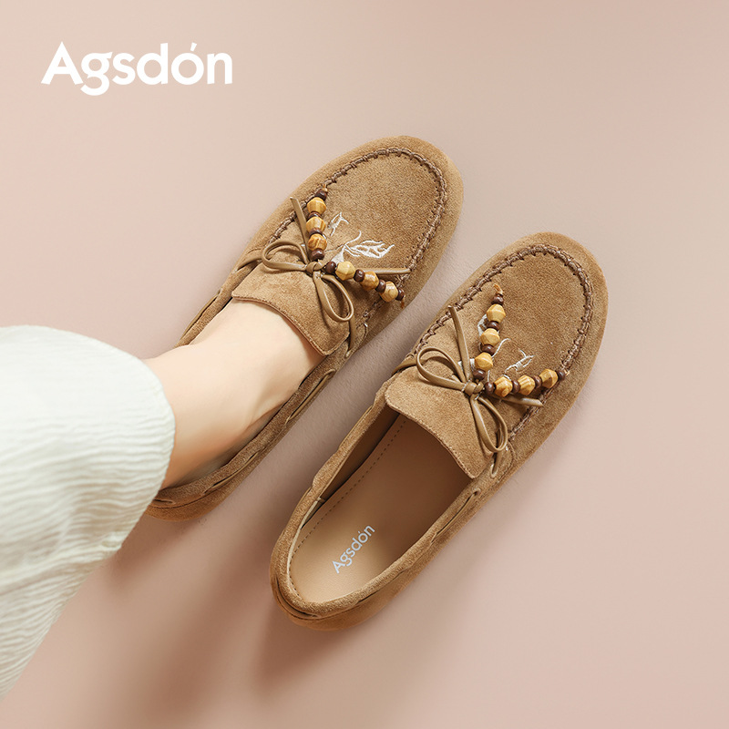 Augu Shi Deng Bean Lefour zapatos para mujeres 2025 otoño nuevo retro embarazadas zapatos casuales Birken un pie