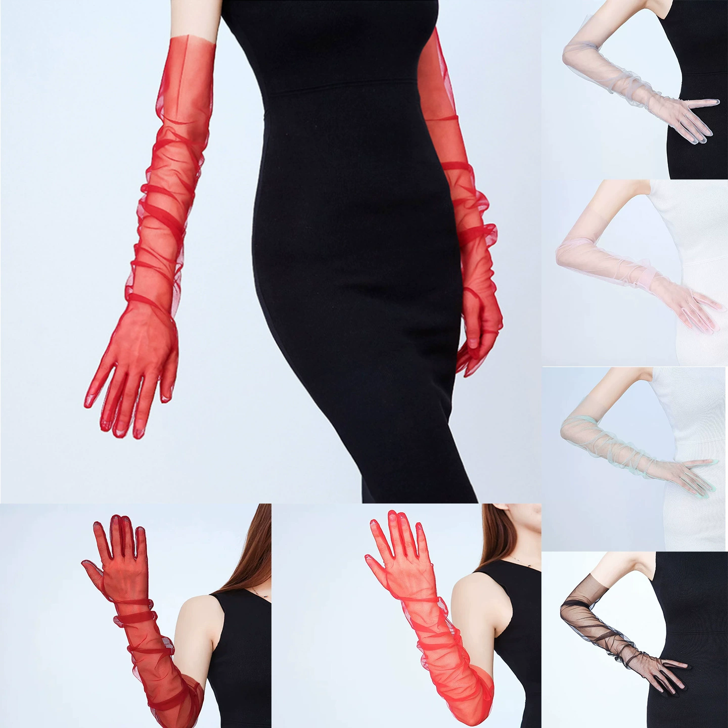 Трансграничная оптовая невеста свадебная сеть пряжа перчатка камелия опера Хэллоуин черный рукав опера вечеринка длинная