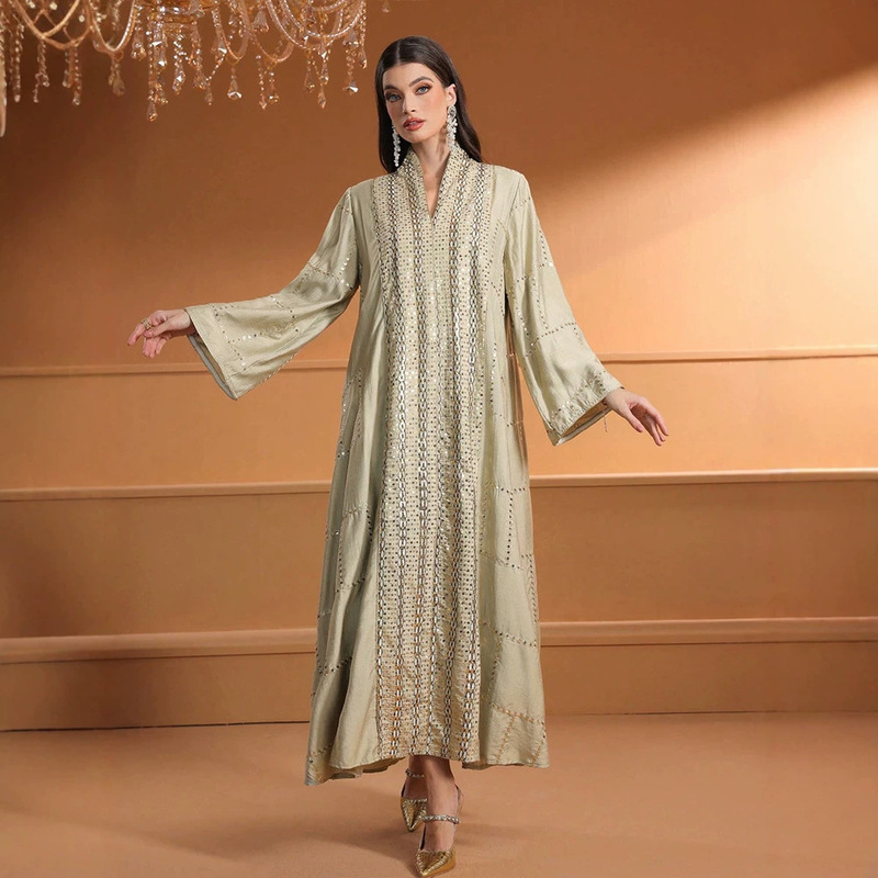 Ky1924 Cross-Border 2026 Women's V-Neck Loose Elegant Long Dress Source Factory Holiday Party Dress Evening Gown