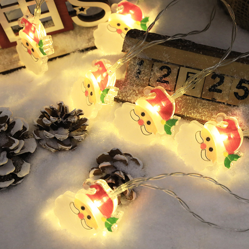 Christmas tree led decorative light string snowman Santa Claus battery box colored light string holiday courtyard pendant flashing light