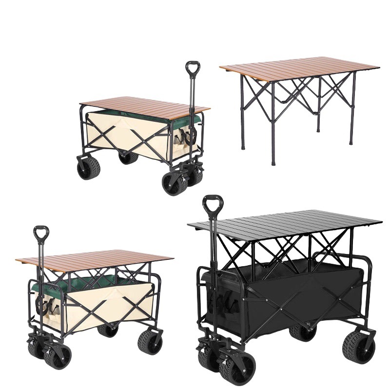 Camping Trolley Foldable Outdoor Picnic Hand-pulled Cart Wagon_voghion.com