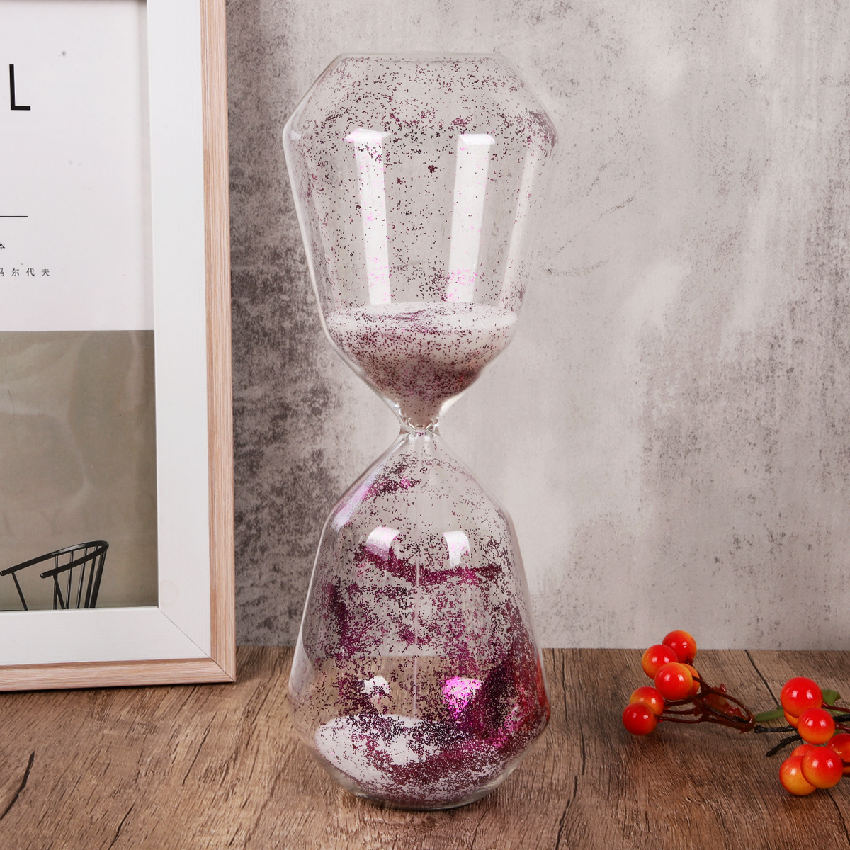 Reloj de Arena Circular de Vidrio Decorativo de Vidrio de Borosilicato Alto para Sala de Estar