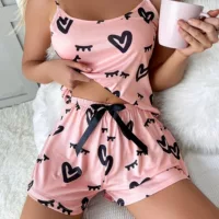 Пижама в форме сердца, комплект, эластичная футболка для отдыха, для импорта, 2023
